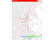 Suffolk County, MA <br /> Wall Map <br /> Zip Code <br /> Red Line Style 2025 Map