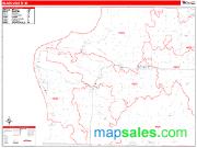 Benzie County, MI <br /> Wall Map <br /> Zip Code <br /> Red Line Style 2025 Map