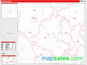 Cass County, MI <br /> Wall Map <br /> Zip Code <br /> Red Line Style 2025 Map