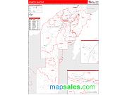 Houghton County, MI <br /> Wall Map <br /> Zip Code <br /> Red Line Style 2025 Map