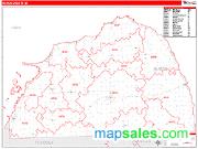Huron County, MI <br /> Wall Map <br /> Zip Code <br /> Red Line Style 2025 Map