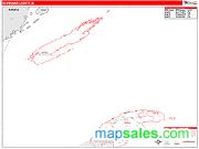 Keweenaw County, MI <br /> Wall Map <br /> Zip Code <br /> Red Line Style 2025 Map