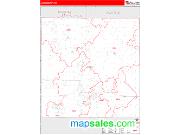 Lake County, MI <br /> Wall Map <br /> Zip Code <br /> Red Line Style 2025 Map