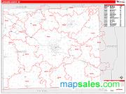 Lenawee County, MI <br /> Wall Map <br /> Zip Code <br /> Red Line Style 2025 Map