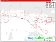 Mackinac County, MI <br /> Wall Map <br /> Zip Code <br /> Red Line Style 2025 Map