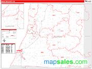 Manistee County, MI <br /> Wall Map <br /> Zip Code <br /> Red Line Style 2025 Map