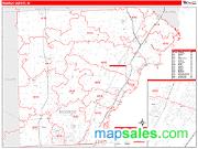 Monroe County, MI <br /> Wall Map <br /> Zip Code <br /> Red Line Style 2025 Map