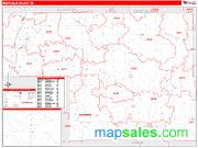 Montcalm County, MI <br /> Wall Map <br /> Zip Code <br /> Red Line Style 2025 Map