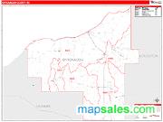 Ontonagon County, MI <br /> Wall Map <br /> Zip Code <br /> Red Line Style 2025 Map