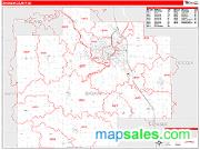 Saginaw County, MI <br /> Wall Map <br /> Zip Code <br /> Red Line Style 2025 Map