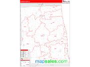 Sanilac County, MI <br /> Wall Map <br /> Zip Code <br /> Red Line Style 2025 Map