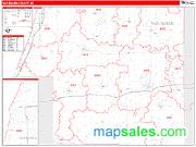 Van Buren County, MI <br /> Wall Map <br /> Zip Code <br /> Red Line Style 2025 Map