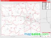 Washtenaw County, MI <br /> Wall Map <br /> Zip Code <br /> Red Line Style 2025 Map