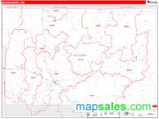 Becker County, MN <br /> Wall Map <br /> Zip Code <br /> Red Line Style 2025 Map