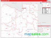 Blue Earth County, MN <br /> Wall Map <br /> Zip Code <br /> Red Line Style 2025 Map