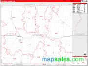 Faribault County, MN <br /> Wall Map <br /> Zip Code <br /> Red Line Style 2025 Map