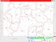 Fillmore County, MN <br /> Wall Map <br /> Zip Code <br /> Red Line Style 2025 Map