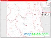 Houston County, MN <br /> Wall Map <br /> Zip Code <br /> Red Line Style 2025 Map