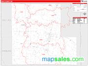 Isanti County, MN <br /> Wall Map <br /> Zip Code <br /> Red Line Style 2025 Map