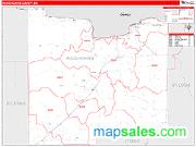 Koochiching County, MN <br /> Wall Map <br /> Zip Code <br /> Red Line Style 2025 Map
