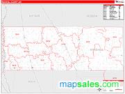 Marshall County, MN <br /> Wall Map <br /> Zip Code <br /> Red Line Style 2025 Map