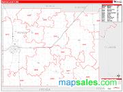 Mower County, MN <br /> Wall Map <br /> Zip Code <br /> Red Line Style 2025 Map