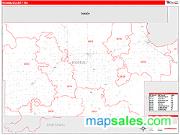 Roseau County, MN <br /> Wall Map <br /> Zip Code <br /> Red Line Style 2025 Map