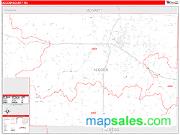 Alcorn County, MS <br /> Wall Map <br /> Zip Code <br /> Red Line Style 2025 Map