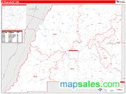 Attala County, MS <br /> Wall Map <br /> Zip Code <br /> Red Line Style 2025 Map