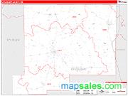 Chickasaw County, MS <br /> Wall Map <br /> Zip Code <br /> Red Line Style 2025 Map