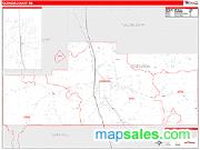 Grenada County, MS <br /> Wall Map <br /> Zip Code <br /> Red Line Style 2025 Map