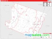 Holmes County, MS <br /> Wall Map <br /> Zip Code <br /> Red Line Style 2025 Map