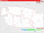Jefferson County, MS <br /> Wall Map <br /> Zip Code <br /> Red Line Style 2025 Map