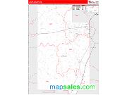 Lamar County, MS <br /> Wall Map <br /> Zip Code <br /> Red Line Style 2025 Map