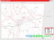 Lauderdale County, MS <br /> Wall Map <br /> Zip Code <br /> Red Line Style 2025 Map