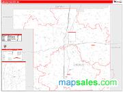 Lincoln County, MS <br /> Wall Map <br /> Zip Code <br /> Red Line Style 2025 Map