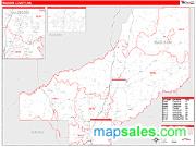 Madison County, MS <br /> Wall Map <br /> Zip Code <br /> Red Line Style 2025 Map