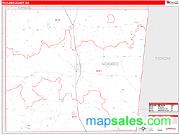 Noxubee County, MS <br /> Wall Map <br /> Zip Code <br /> Red Line Style 2025 Map