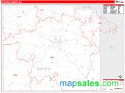 Pontotoc County, MS <br /> Wall Map <br /> Zip Code <br /> Red Line Style 2025 Map