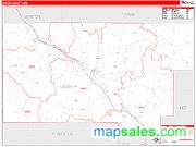 Union County, MS <br /> Wall Map <br /> Zip Code <br /> Red Line Style 2025 Map