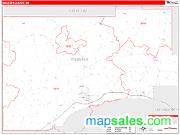 Webster County, MS <br /> Wall Map <br /> Zip Code <br /> Red Line Style 2025 Map