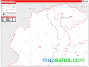 Wilkinson County, MS <br /> Wall Map <br /> Zip Code <br /> Red Line Style 2025 Map