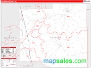 Yalobusha County, MS <br /> Wall Map <br /> Zip Code <br /> Red Line Style 2025 Map