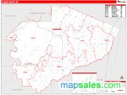Yazoo County, MS <br /> Wall Map <br /> Zip Code <br /> Red Line Style 2025 Map