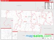 Audrain County, MO <br /> Wall Map <br /> Zip Code <br /> Red Line Style 2025 Map