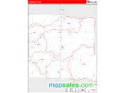 Bates County, MO <br /> Wall Map <br /> Zip Code <br /> Red Line Style 2025 Map