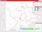 Carroll County, MO <br /> Wall Map <br /> Zip Code <br /> Red Line Style 2025 Map