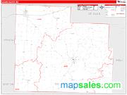 Cedar County, MO <br /> Wall Map <br /> Zip Code <br /> Red Line Style 2025 Map