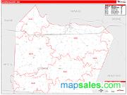 Cooper County, MO <br /> Wall Map <br /> Zip Code <br /> Red Line Style 2025 Map