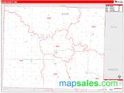 Dade County, MO <br /> Wall Map <br /> Zip Code <br /> Red Line Style 2025 Map